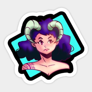 Anime style girl with horns Sticker